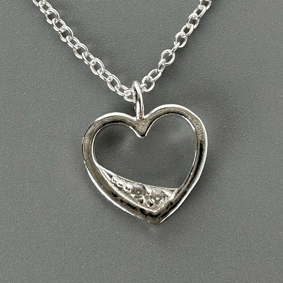 Sterling Silver CZ Heart Necklace - Picture 10 of 11